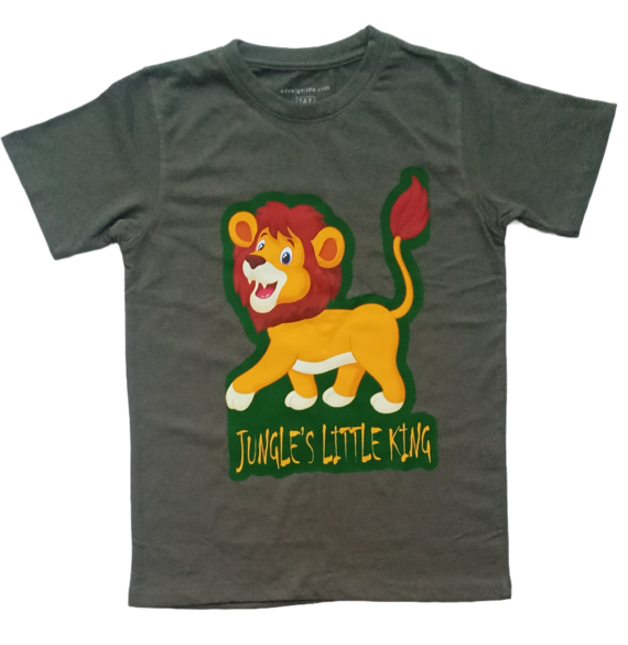 kids jungle's little king olive green tee