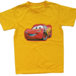 Kids bright yellow Red animated car tee