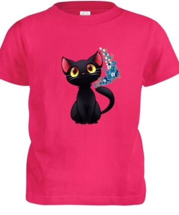 black cat red girl tee