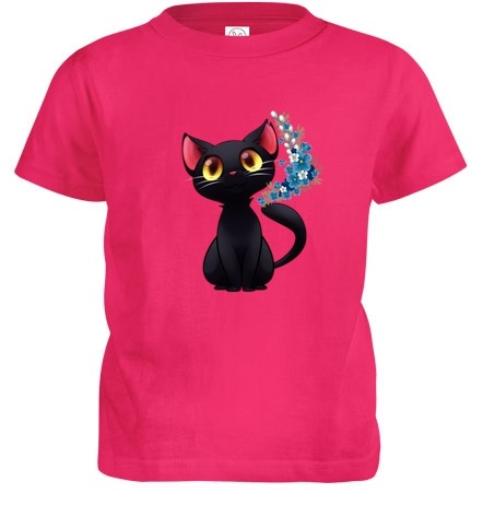 black cat red girl tee