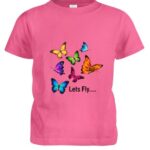 lets fly butterfly pinkish girls tee