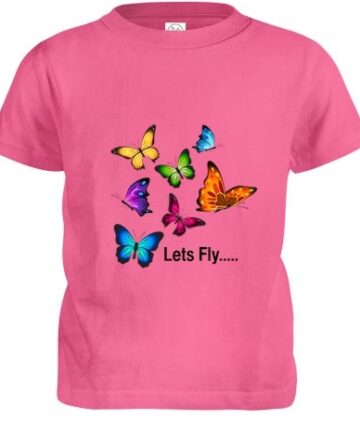 lets fly butterfly pinkish girls tee