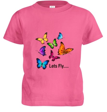 lets fly butterfly pinkish girls tee