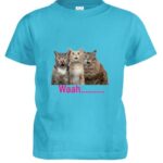 light blue surprised cats girls tee