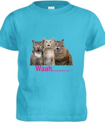 light blue surprised cats girls tee