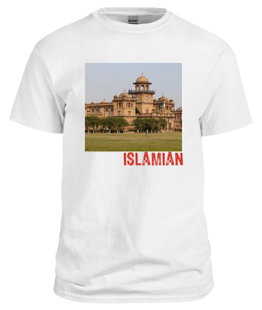 Men white T shirt Islamia College Islamian custom designed with in Peshawar